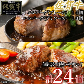 【ふるさと納税】佐賀牛ハンバーグ　デミ・プレーン 24個 佐賀牛 国産牛 和牛 佐賀牛 ブランド牛 牛肉 肉 高級 ハンバーグ デミソース おかず 夕飯 人気 おすすめ 簡単調理 レンジ調理 冷凍 個包装 佐賀県 太良町 OD9
