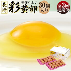 【ふるさと納税】【全3回定期便】「長崎彩黄卵」 朝採れ玉子 30個入り×1箱 計90個（30個×3回） 鶏卵 採れたて 新鮮卵 たまご タマゴ 冷蔵 長崎県 長崎市 送料無料