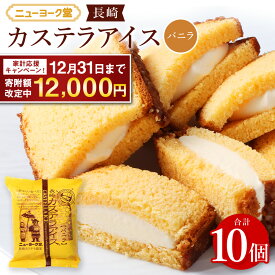 【ふるさと納税】【期間限定！～12月31日まで寄附額改定中】長崎カステラアイス (バニラ) 計10個 | 12000円 1万2000円 ニューヨーク堂 カステラアイス アイス カステラ スイーツ デザート バニラ お菓子 ご当地 人気 お取り寄せ 冷凍 長崎 長崎県 長崎市 送料無料