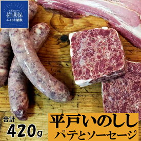 【ふるさと納税】ジビエ ソーセージ ＆ パテ 平戸いのしし パテ ド カンパーニュ 60g×2 粗挽きソーセージ 150g×2 長崎県（平戸市・佐世保市・松浦市）産 猪肉 イノシシ肉 前菜用 おつまみ用 朝食用 天然猪 ジビエ肉 いのしし肉 ヘルシー