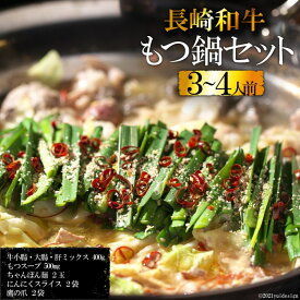 【ふるさと納税】AD137 長崎和牛 もつ鍋セット 3〜4人前 【牛肉 和牛 長崎和牛 もつ 鍋 もつ鍋 長崎県 島原市】