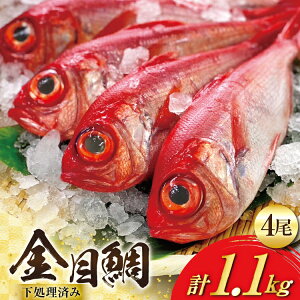 【ふるさと納税】 BI094 金目鯛 大サイズ (200g〜300g) 4尾 計1.1kg 程度 <下処理済み>【 鯛 たい タイ キンメダイ キンメ 真空パック 個包装 煮付け 塩焼き 冷凍 焼き魚 長崎県 島原市 】