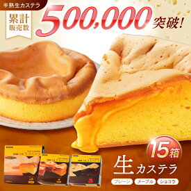 【ふるさと納税】【最速発送】半熟生カステラ3個(プレーン・メープル・ショコラ)×5セット / カステラ かすてら 卵 人気 長崎 / 諫早市 / 株式会社菓秀苑森長 [AHAG009] スピード 最短 最速 発送