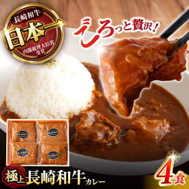 【ふるさと納税】【肉のプロが贈る 究極のカレー】長崎和牛 カレー 約275g×4袋 / カレーライス かれー レトルト 牛 和牛 / 諫早市 / 野中精肉店[AHCW097]
