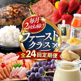 【ふるさと納税】【24回定期便】毎月 2回 お届け！ファーストクラス 定期便（ ハンバーグ 長崎和牛 プリン いちご ジェラート ハムセット 豚肉 ぶどう お米 ジュース ）/ バラエティ定期便 ばらえてぃ定期便 / 大村市 / おおむら夢ファームシュシュ[ACAA102]