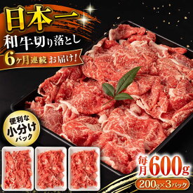【ふるさと納税】【6回定期便】長崎和牛 切り落とし 600g/月（総計3.6kg） / 牛肉 切り落とし 切りおとし きりおとし すき焼き 小分け / 大村市 / おおむら夢ファームシュシュ[ACAA223]