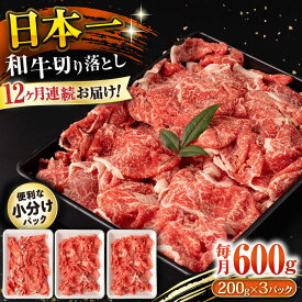 【ふるさと納税】【12回定期便】長崎和牛 切り落とし 600g/月（総計7.2kg） / 牛肉 切り落とし 切りおとし きりおとし すき焼き 小分け / 大村市 / おおむら夢ファームシュシュ[ACAA225]