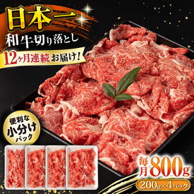 【ふるさと納税】【12回定期便】長崎和牛 切り落とし 800g/月（総計9.6kg） / 牛肉 切り落とし 切りおとし きりおとし すき焼き 小分け / 大村市 / おおむら夢ファームシュシュ[ACAA229]