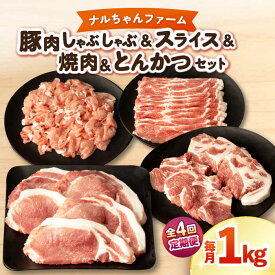 【ふるさと納税】【4回定期便】ナルちゃんファーム豚肉 しゃぶしゃぶ×スライス×焼肉×とんかつセット 毎月1kg / 豚肉 しゃぶしゃぶ スライス 焼肉 とんかつ / 大村市 / おおむら夢ファームシュシュ[ACAA344]