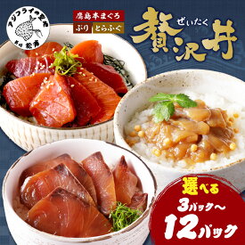 【ふるさと納税】鷹島産本まぐろ・とらふぐ・ぶりの贅沢丼 3種セット 各1パック〜各4パック 鷹島産 本マグロ 大トロ 中トロ 赤身 トラフグ ぶり 丼 海鮮丼 まぐろ マグロ マグロ漬け 河豚 フグ ふぐ ブリ 時短 お手軽 松浦 詰め合わせ お茶漬け ギフト