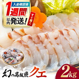 【ふるさと納税】【迷ったらコレ！】対馬産 幻の高級魚 クエ 2kg《対馬市》【保家商事】 [WAA003] くえ 高級魚 アラ 魚 クエ クエ鍋 刺身 さしみ 切り身 ぶつ切り 天然 希少 冷凍 対馬 長崎 九州 海鮮 魚介