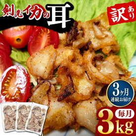 【ふるさと納税】【全3回定期便】剣先いか の耳 3kg 《対馬市》【一般社団法人 対馬地域商社】 シロイカ 新鮮 肉厚 海鮮 BBQ 天ぷら 魚介 おかず いか[WAC047]