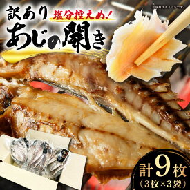 【ふるさと納税】【訳あり】あじの開き（3枚×3袋） 干物 ひもの あじ アジ 鯵 魚 魚介 海鮮 和食 訳あり 訳アリ 真空パック 長崎県 簡単 《壱岐市》【壱岐美食企画】[JBU024]