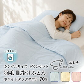 【ふるさと納税】【シングル】洗える羽毛布団 肌掛け ・ ダウンケット エレナ （選べるカラー：ブルー/ベージュ/ピンク）《壱岐市》【富士新幸九州】[JDH058/JDH059/JDH062] 羽毛 布団 掛け布団 ダウン 羽毛 ふとん 寝具 肌掛 25000 25000円 布団