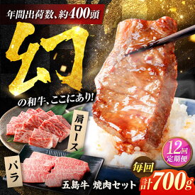 【ふるさと納税】【12回定期便】五島牛焼肉700g（肩ロース300g/バラ 400g） 五島市/ごとう農業協同組合[PAF013] 国産牛 牛肉 ブランド牛 焼き肉 冷凍 国産牛 牛肉 ブランド牛 焼き肉 セット