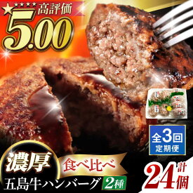 【ふるさと納税】【3回定期便】五島牛 ハンバーグ2種 8個（各4個） 五島市/ニク勝[PBF012] はんばーぐ 牛肉 牛 にく おかず 国産 冷凍