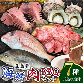 【ふるさと納税】【先行予約】【鮮魚！エビイカ！サザエ！肉】五島を味わう海鮮BBQセット（海水塩 五島灘のめぐみ【焼塩】付）五島市/鯛福丸水産[PDP010]