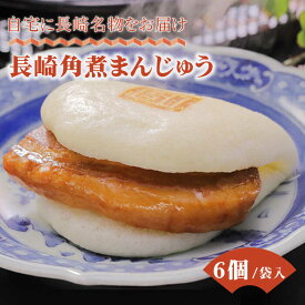 【ふるさと納税】長崎角煮まんじゅう6個入 （袋） 豚肉 東坡肉 レンジ ふわふわ ほかほか 饅頭 五島市/岩崎本舗 [PFL001] 冷凍 豚 豚角煮 角煮饅頭 簡単調理 お取り寄せ