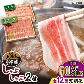 【ふるさと納税】【訳あり】【月1回約1.3kg×12回定期便】大西海SPF豚 背ロース＆バラ（しゃぶしゃぶ用）計15.6kg＜大西海ファーム＞ [CEK103]