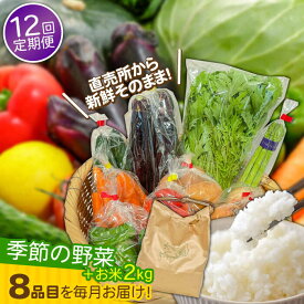【ふるさと納税】【12回定期便】直売所より発送！お米と季節の野菜セット 8品目 / 米 こめ 白米 野菜定期便 やさい定期便 野菜 やさい 旬 詰め合わせ / 南島原市 / ながさき南部生産組合 [SBW015]