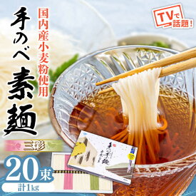 【ふるさと納税】【手のべ陣川】 島原 手延べそうめん 三彩 1kg LA-25 / 化粧箱 袋入 そうめん 素麺 麺 梅 茶 乾麺 / 南島原市 / ながいけ [SCH010]