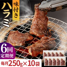 【ふるさと納税】【全6回定期便】【塩だれ味】九州産 和牛 ハラミ 2.5kg（250g×10袋）長与町/岩永ホルモン [EAX090] 国産 牛肉 味付き サガリ