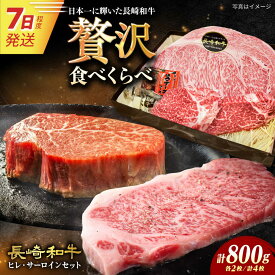 【ふるさと納税】【お歳暮ギフト】【A4-A5】長崎和牛ヒレ・サーロインセット 計800g （ヒレ約150g×2枚・サーロイン約250g×2枚） 長与町/meat shop FUKU[ECS049] ヒレ サーロイン 食べ比べ ひれ さーろいん 希少 ステーキ