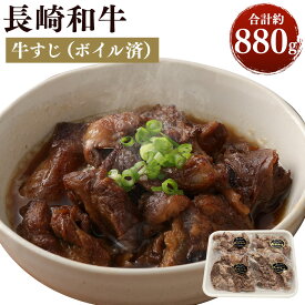 【ふるさと納税】自家製 長崎和牛すじ ボイル済 約880g 牛すじ 長崎和牛 約220g×4パック 真空パック入り 煮込み料理 冷凍 送料無料