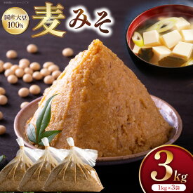 【ふるさと納税】 味噌 麦みそ 1kg 3袋 計3kg [大渡商店 長崎県 東彼杵町 hs42bag590004] 手作り 減塩 みそ ミソ 九州 調味料 国産