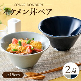【ふるさと納税】【波佐見焼】カラーイケメン丼 2個セット（グレー・紺）食器【一龍陶苑】[CC82]