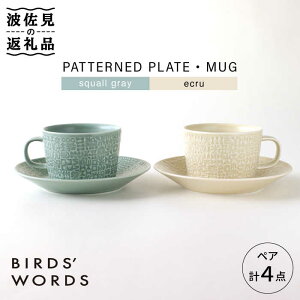 yӂ邳Ɣ[ŁzygāzPATTERNED PLATEEMUG yA 4_Zbg squall gray + ecruyBIRDSf WORDSz [CF041]