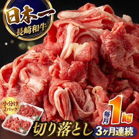 【ふるさと納税】【3回定期便】【日本一の和牛】牛肉 切り落とし 長崎和牛（1kg/回）【肉のマルシン】 [FG26] 和牛 牛肉 牛肉 赤身 切り落とし 小分け カレー すき焼き