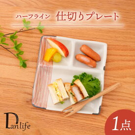 【ふるさと納税】【波佐見焼】ハーフライン　仕切りプレート 赤【団陶器】[PB166]