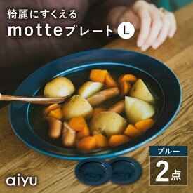【ふるさと納税】【波佐見焼】motte プレートL ブルー 2点セット 【アイユー】[UA32]