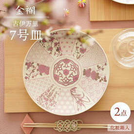 【ふるさと納税】【波佐見焼】金襴 古伊万里 7号皿 紅（化粧箱入り）2枚セット【FOURGRACE】[UG07]