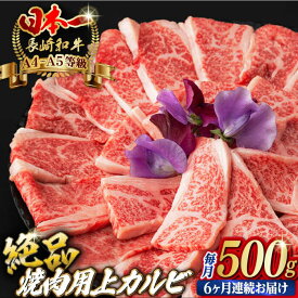 【ふるさと納税】【全6回定期便】焼肉 上 カルビ 500g 長崎和牛 A4～A5ランク【野中精肉店】 [VF35] 肉 牛肉 上カルビ 定期便 キャンプ BBQ バーベキュー