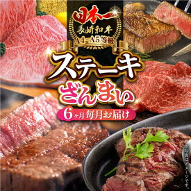 【ふるさと納税】【全6回定期便】 長崎和牛 ステーキざんまいコース 総計2.5kg / モモ リブロース イチボ サーロイン ランプ ヒレ / 肉 牛肉 ステーキ 焼肉 / 波佐見町 / 野中精肉店[VF81]