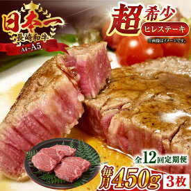 【ふるさと納税】【全12回定期便】【A4〜A5】長崎和牛ヒレステーキ　450g（150g×3枚）【株式会社 MEAT PLUS】[QBS128]