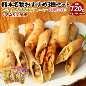 【ふるさと納税】熊本名物おすすめセット! からしれんこん棒 (プレーン・明太子味） いきなり団子棒 3種類 セット 計720g (30g×4個)×各2箱 熊本名産 辛子れんこん スティック状 れんこん 蓮根 辛子蓮根 惣菜 お試しセット 九州 熊本県 冷凍 送料無料