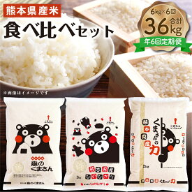 【ふるさと納税】【年6回定期便】熊本県産米食べ比べセット 6kg（3種×各2kg）×6回 合計36kg 森のくまさん ヒノヒカリ くまさんの力 米 お米 おこめ 白米 精米 ごはん もりのくまさん ひのひかり くまさんのちから 食べ比べ セット 詰め合わせ 国産 熊本県 送料無料