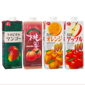 【ふるさと納税】厳選！ 大人気 果実飲料 セット 計8本（各2本 × 1L） （トロピカルマンゴー ／ 桃果 ／ オレンジ100 ／ アップル100） ／ フルーツ飲料 フルーツジュース ジュース 果物 マンゴー モモ オレンジ りんご JA熊本果実連 紙パック 熊本県 熊本市 常温 送料無料