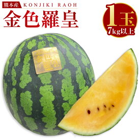 【ふるさと納税】 熊本産 金色羅皇 1玉 スイカ すいか 7kg 以上 西瓜 果物 フルーツ 旬 果肉 おやつ 九州 ギフト 贈答 先行予約 送料無料 【2026年5月下旬～6月下旬迄順次発送予定】