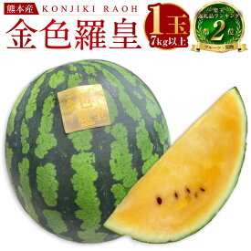 【ふるさと納税】 熊本産 金色羅皇 1玉 スイカ すいか 7kg 以上 西瓜 果物 フルーツ 旬 果肉 おやつ 九州 ギフト 贈答 先行予約 送料無料 【2026年5月下旬～6月下旬迄順次発送予定】