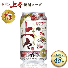 【ふるさと納税】 キリン 上々 焼酎ソーダ 梅 350ml 2ケース (48本) 酒 糖質ゼロ プリン体ゼロ アルコール分6％ 焼酎 麦焼酎 炭酸 ソーダ ハイボール 焼酎ハイボール カクテル 缶 ケース 八代不知火蔵 晩酌 家飲み ギフト 人気 おすすめ 父の日 送料無料