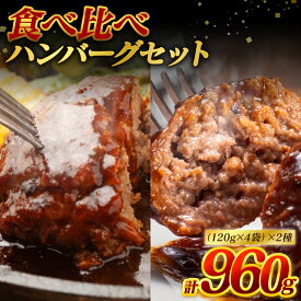 【ふるさと納税】食べ比べハンバーグセット（あか牛ハンバーグ＆黒毛和牛ハンバーグ）