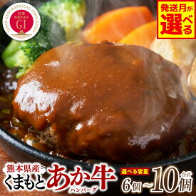 【ふるさと納税】令和8年熊本地震復興支援 熊本県産 GI認証 くまもとあか牛100%使用 くまもとあか牛ハンバーグ 150g×6個〜10個 【選べる内容量・発送月】 おかず 惣菜 洋食 ハンバーグ お肉 肉 にく 冷凍 送料無料