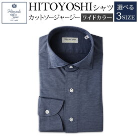 【ふるさと納税】HITOYOSHIシャツ カットソージャージー ブルーグレー ワイドカラー 紳士用 M/L/LL 選べるサイズ シャツ 人吉シャツ ワイドカラーシャツ メンズ ファッション 送料無料