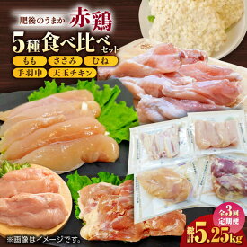 【ふるさと納税】【3回定期便】肥後のうまか 赤鶏 5種食べ比べセット（もも、ささみ、むね肉、手羽中、天玉チキン）【山内飼料 株式会社 熊本営業所】[ZAB006]