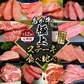 【ふるさと納税】【全12回定期便】あか牛 ステーキ12種 極上 食べ比べ【有限会社 三協畜産】[ZEB035]