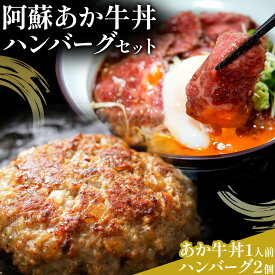 【ふるさと納税】阿蘇あか牛丼1人前と阿蘇あか牛ハンバーグ2個 セット 株式会社LARKS《30日以内に出荷予定(土日祝除く)》肉 牛肉 あか牛 ローストビーフ ハンバーグ 冷凍 贈り物 名物 熊本県 送料無料